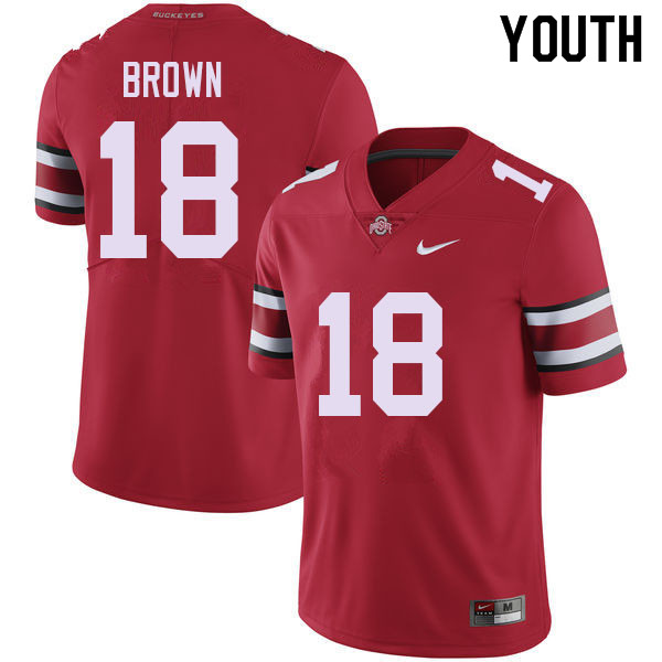 Ohio State Buckeyes Jyaire Brown Youth #18 Red Authentic Stitched College Football Jersey